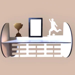 Дървена закачалка за медали с рафт и рамка за снимка – футбол